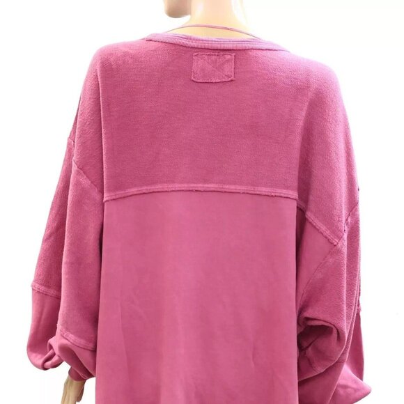 Free People We The Free Coastal Solid Crew Sweatshirt Top Oversized L NEW 274222 - Picture 7 of 8